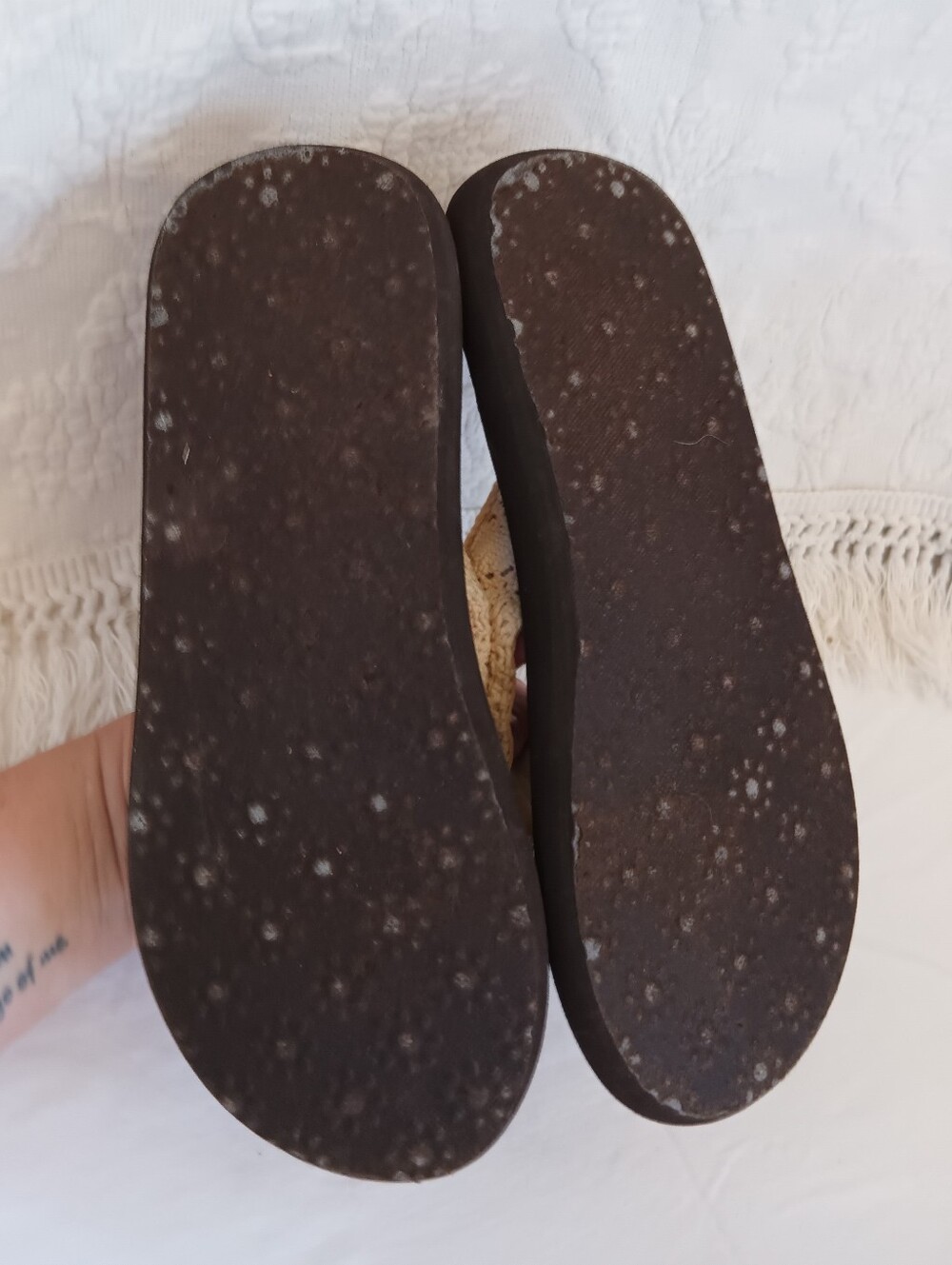 Rocket Dog Cream Crochet Thong Sandals Boho Beach Summer Flats Lace Pretty - Picture 5 of 7
